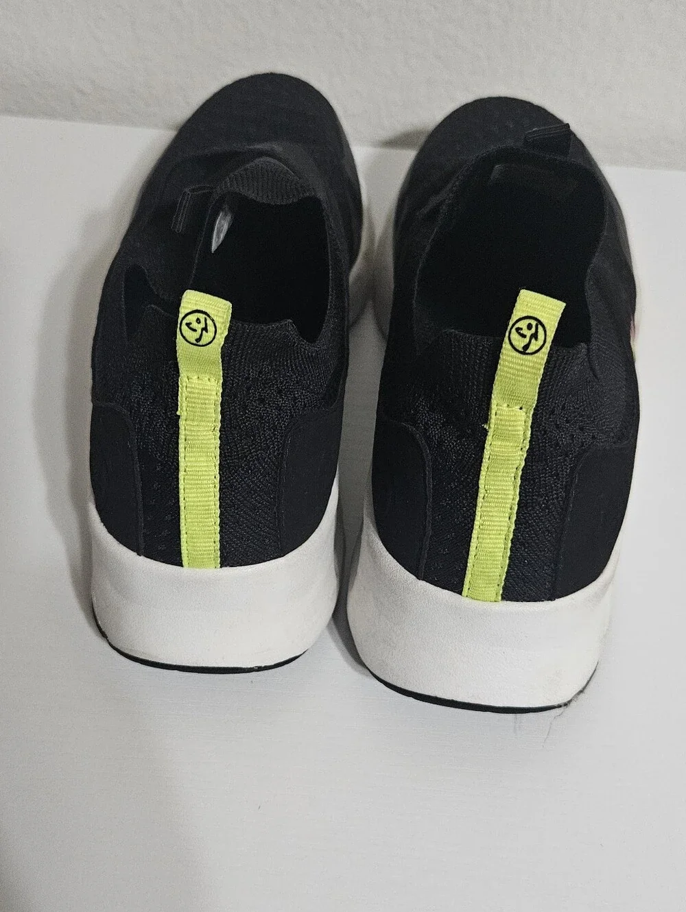 Zumba Fitness Women's Slip-On Sneakers - Black with Neon Yellow Accents